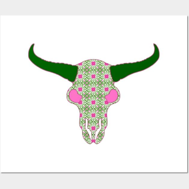 Floral Bull Skull Wall Art by Nuletto